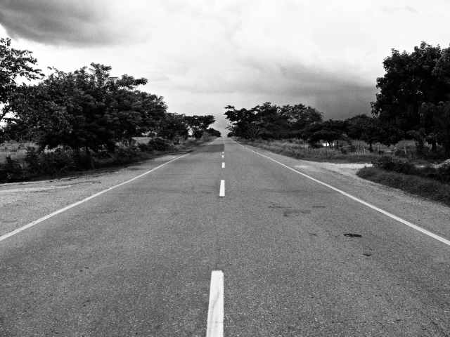 black and white road landscape travelling